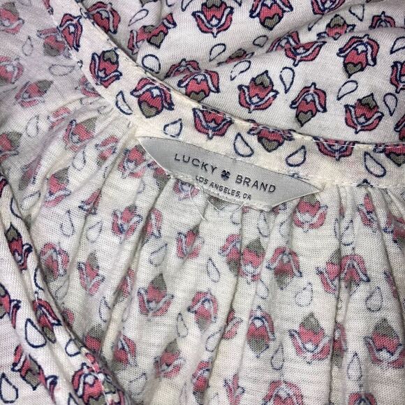 Lucky Brand, Short Sleeve 1/4 Button Down Boho Patterned Top Small Women - Picture 6 of 11
